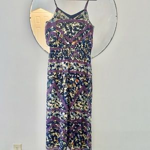 Floral and geometric maxi strappy dress